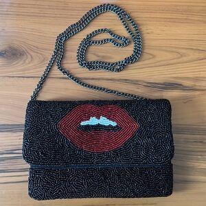 Beaded Chain Crossbody with Lips Image NWOT